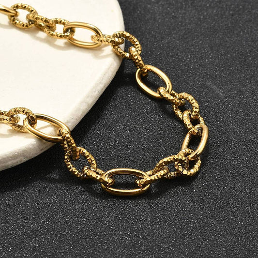 Collier acier inoxydable maille mixte à paillette