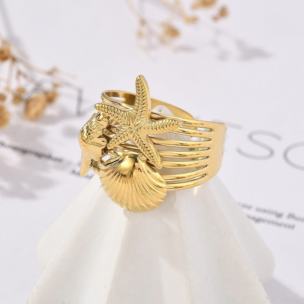Bague thème plage acier inoxydable