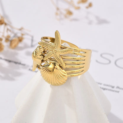 Bague thème plage acier inoxydable