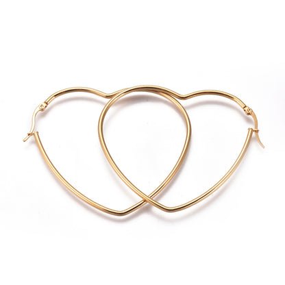 Créole coeur classique acier inoxydable 66mm or