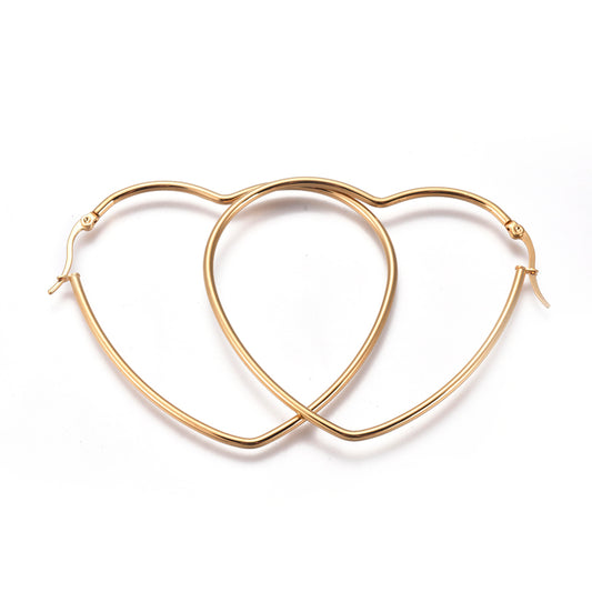 Créole coeur classique acier inoxydable 66mm or