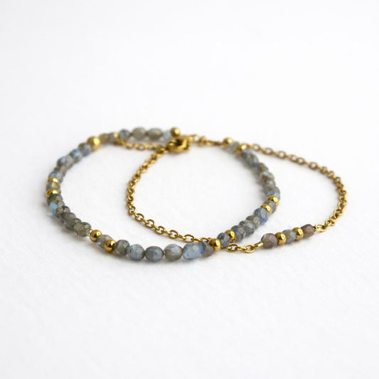 Bracelet duo - Trou de fer - Labradorite 4mm