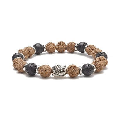 Bracelet Rudrashka bouddha et perle de 6mm