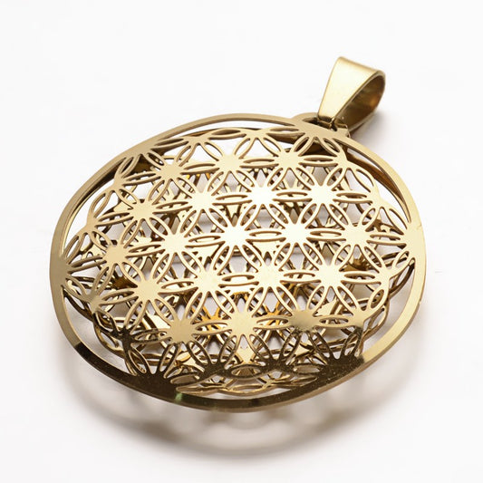 Pendentif fleur de vie 3D acier inoxydable