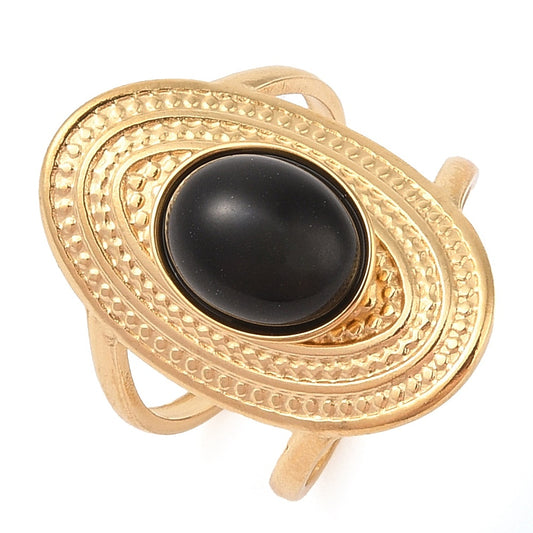 Bague plateau ovale onyx