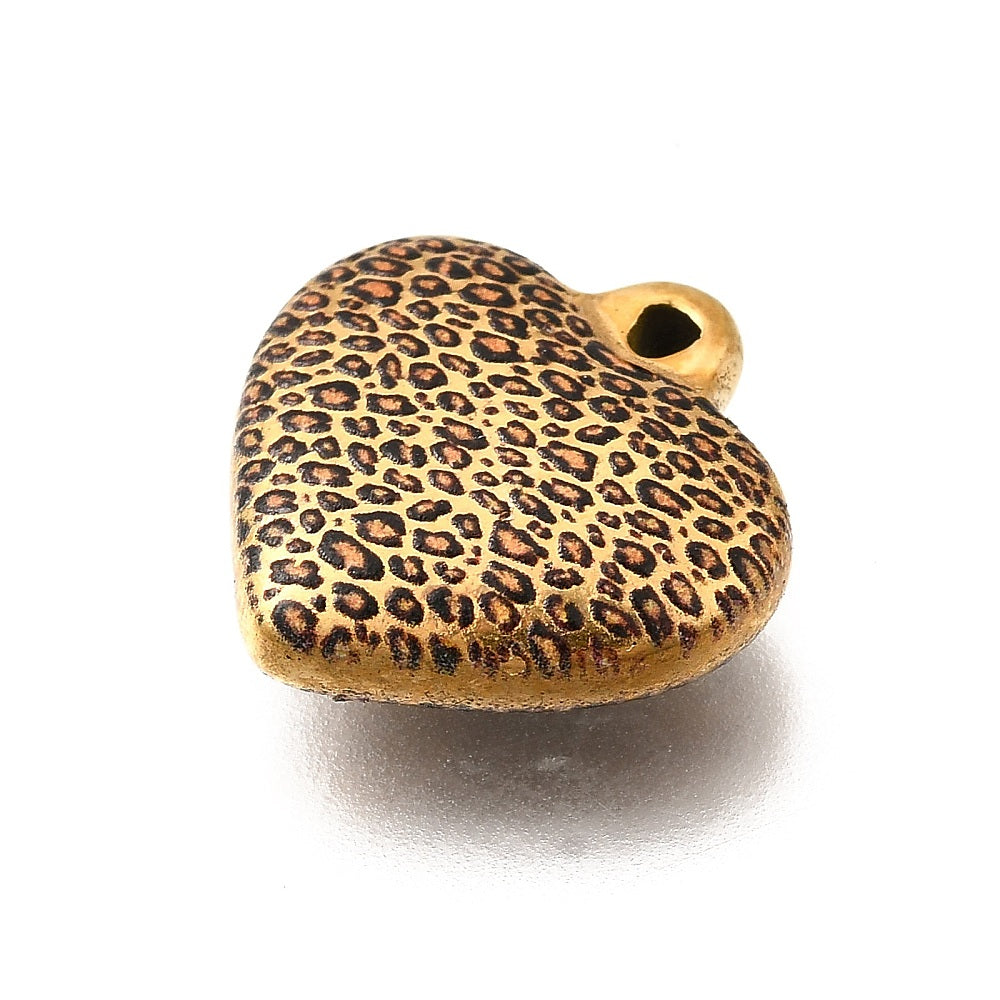Charm coeur émaillé leopard