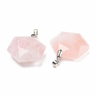 pendentif pentagramme en Quartz rose