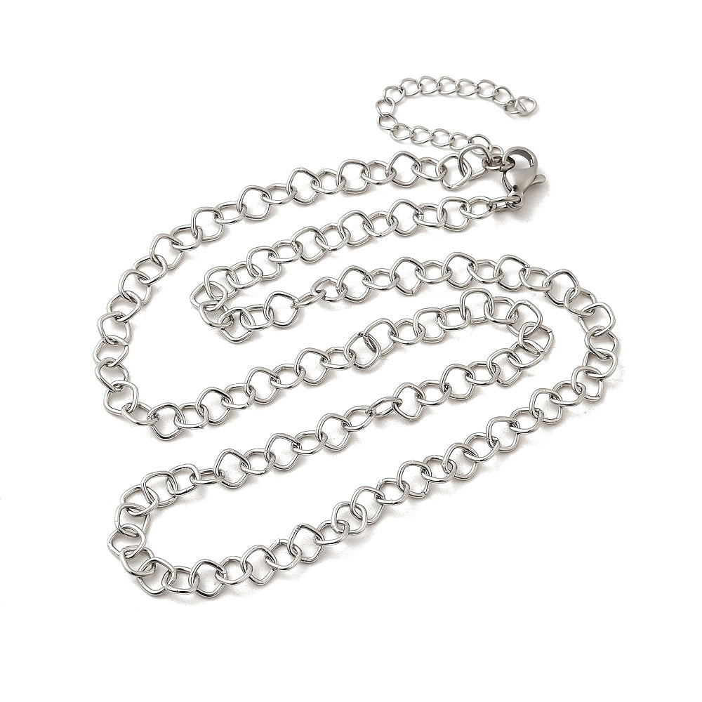 Collier acier inoxydable maille losange argent