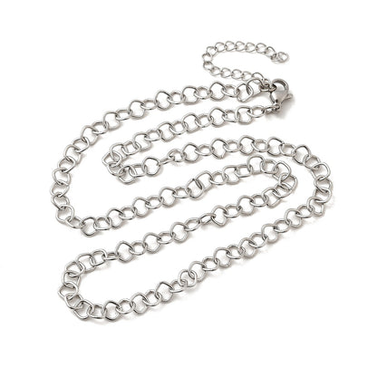 Collier acier inoxydable maille losange argent