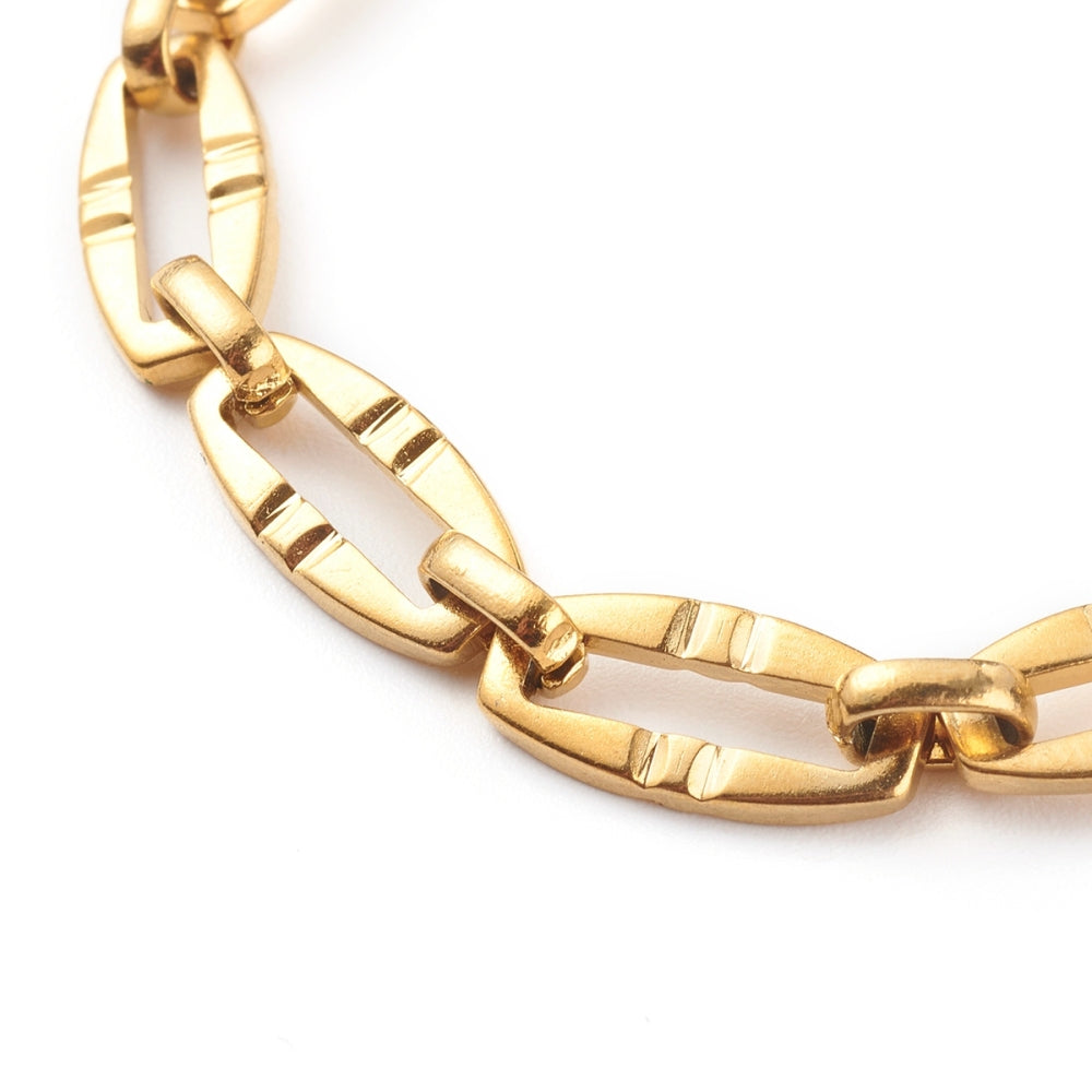 Bracelet acier inoxydable or maillon texturé