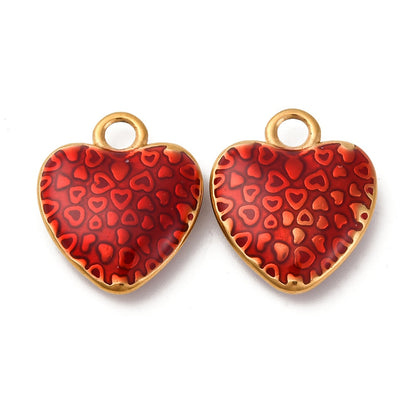 Charm coeur émaillé rouge