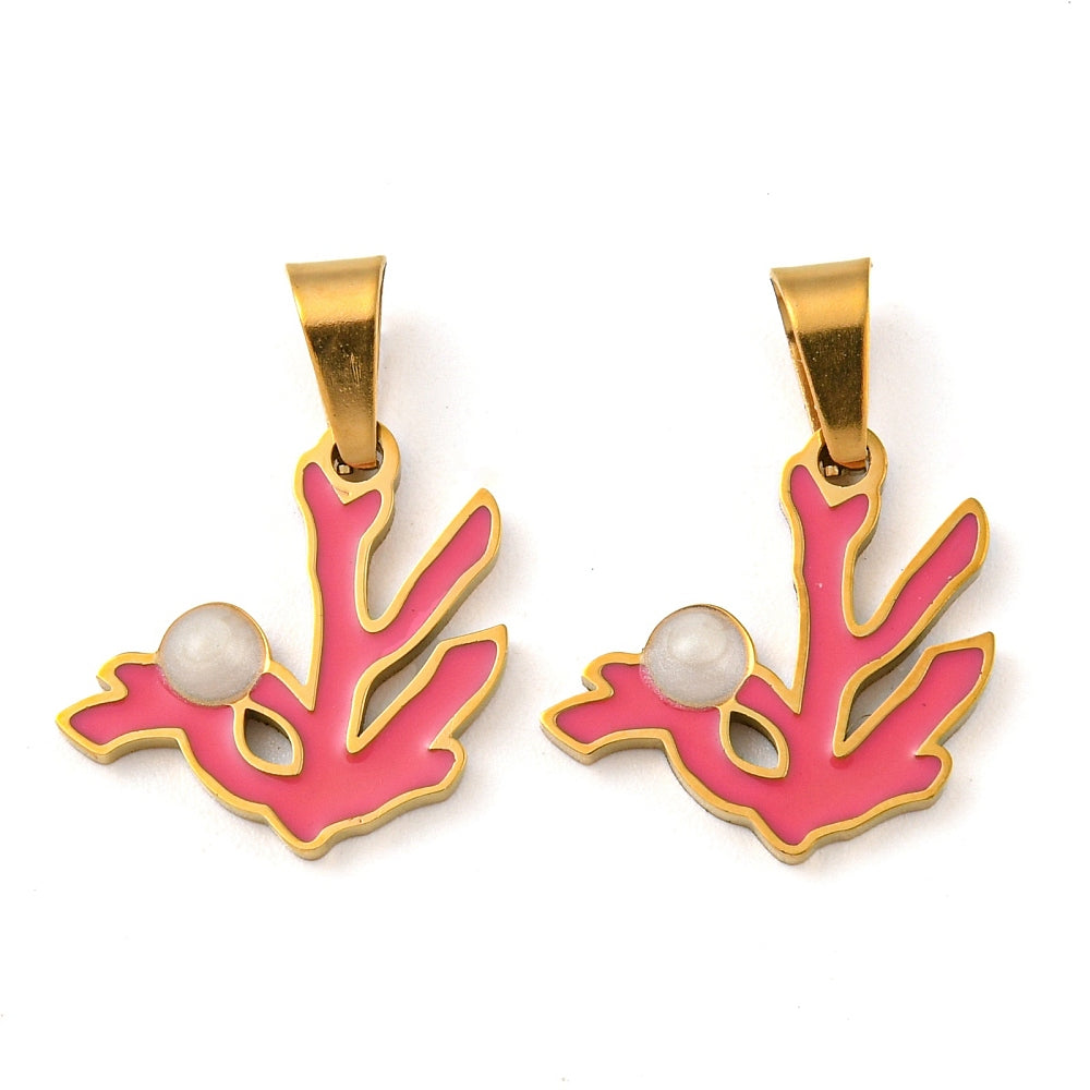 Charm émaillé - corail