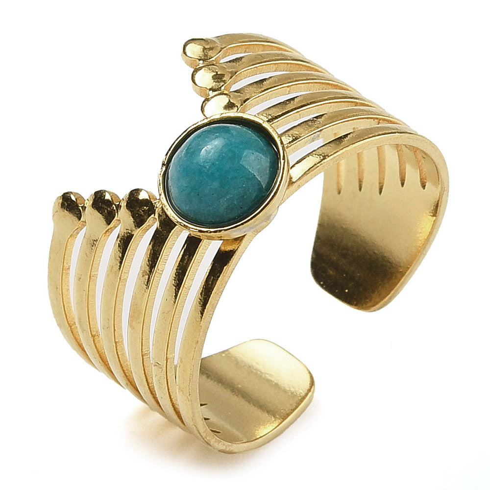 Bague manchette chevron Amazonite