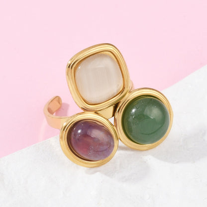 Bague Trio pierre acier inoxydable