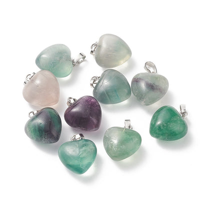 Pendentif petit cœur fluorite naturelle