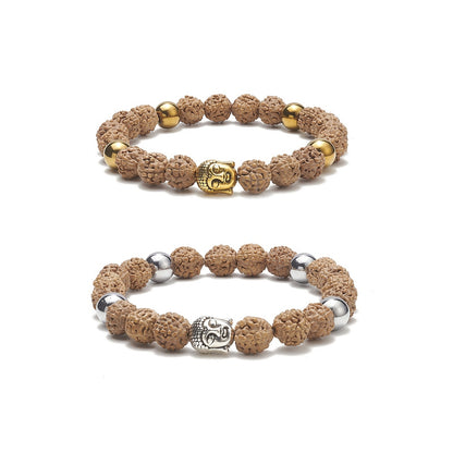 Bracelet Rudrashka bouddha et perle de 6mm