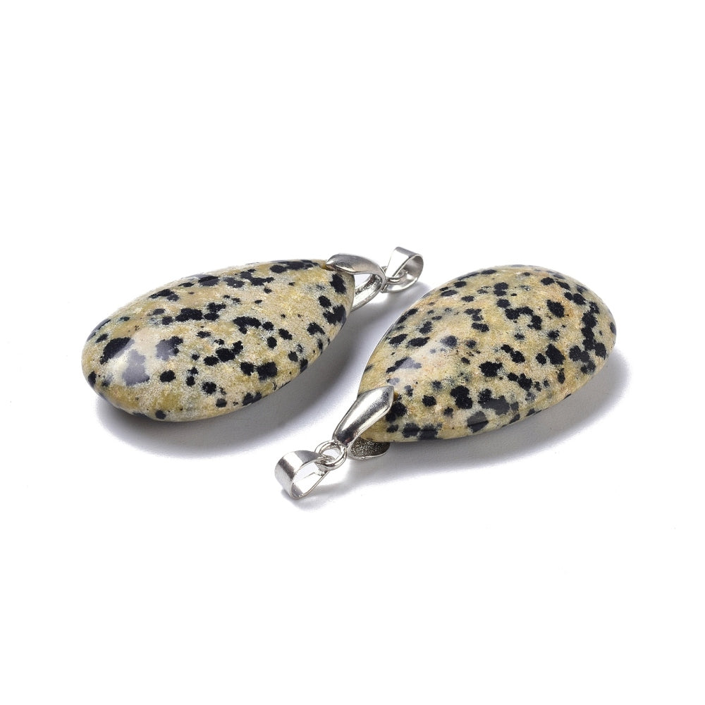 Pendentif jaspe dalmatien forme larme