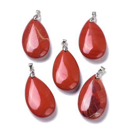 Pendentif jaspe rouge forme larme