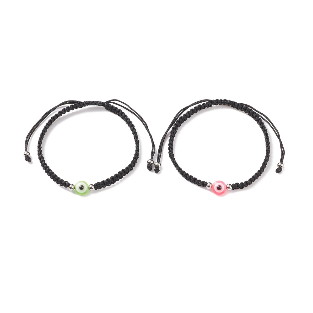 Bracelet cordon noir et protection mauvais œil couleurs diverses