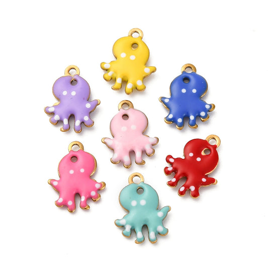 Charm poulpe - Coloré et tacheté blanc