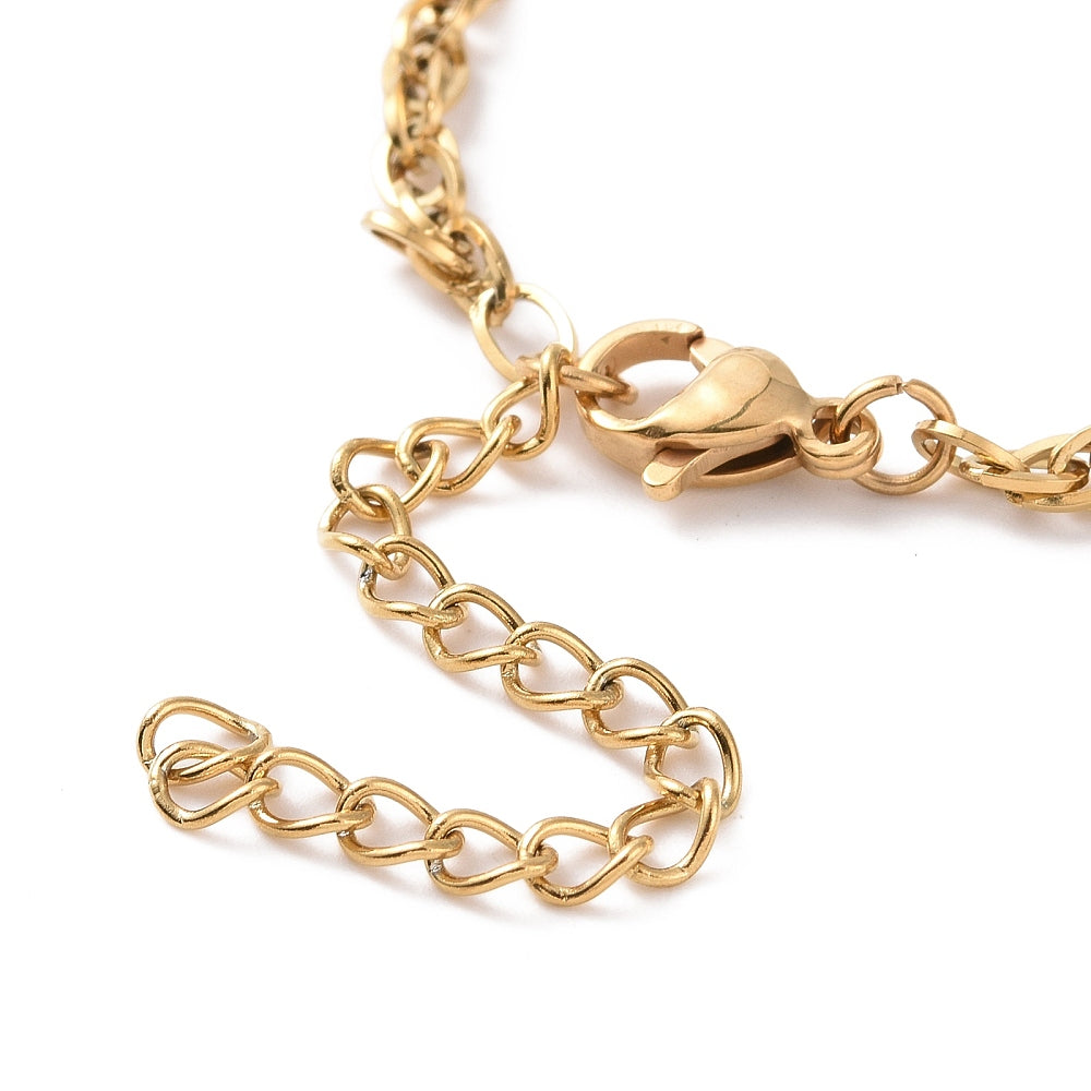 Bracelet acier inoxydable or maille chevauché