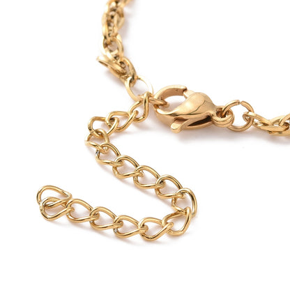 Bracelet acier inoxydable or maille chevauché