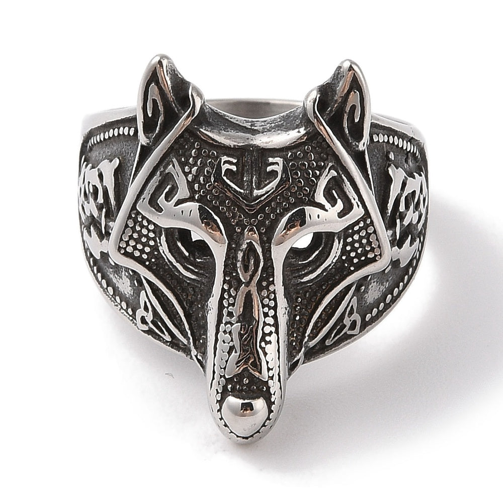 Bague viking tête de loup