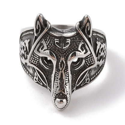 Bague viking tête de loup