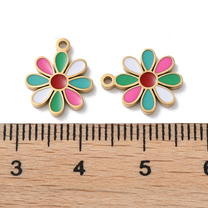 Charm émaillé - Fleur pétale multicolore