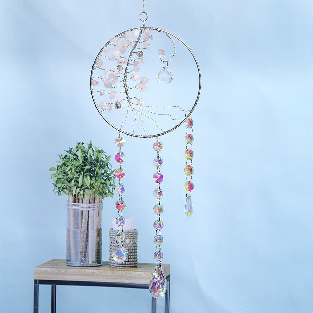 Attrape soleil grand arbre de vie quartz rose