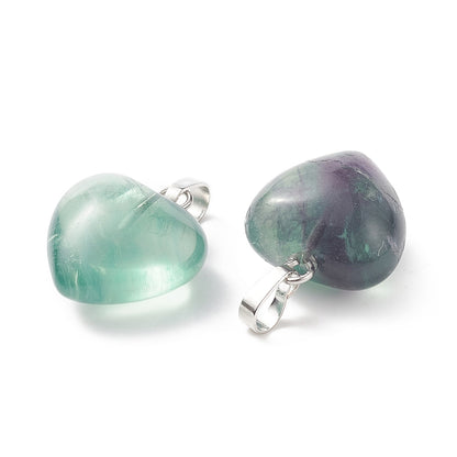 Pendentif petit cœur fluorite naturelle