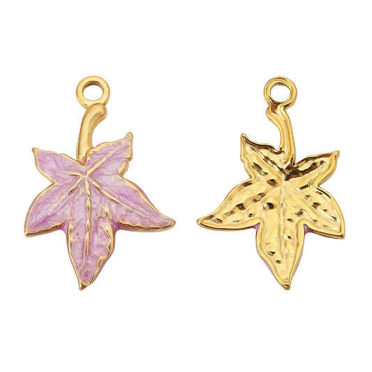 Charm Feuille d'érable - Rose