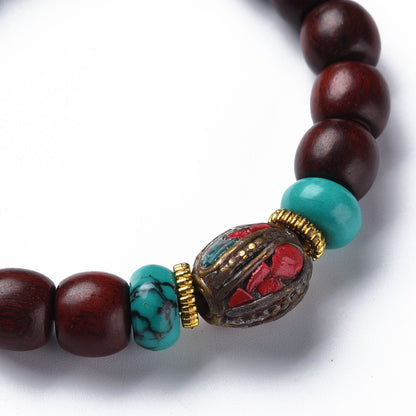 Bracelet bois de santal et perle indonesienne