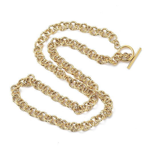 Collier acier inoxydable maille ronde paillette or