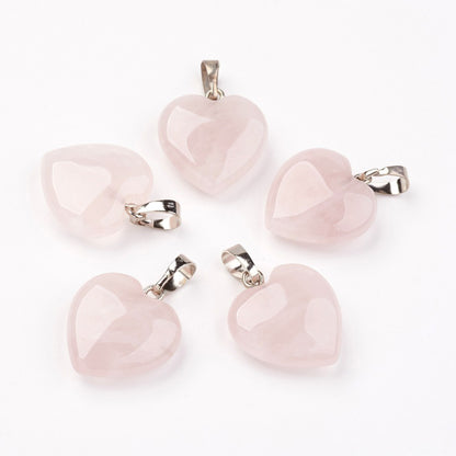 pendentif en Quartz rose forme cœur