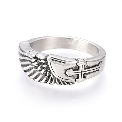 Bague antique croix et aile