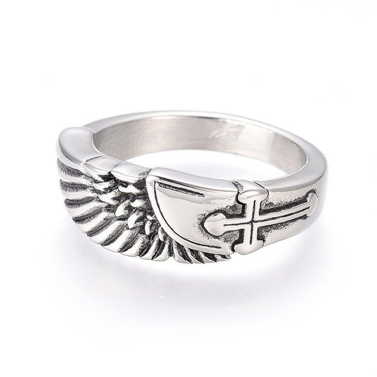 Bague antique croix et aile