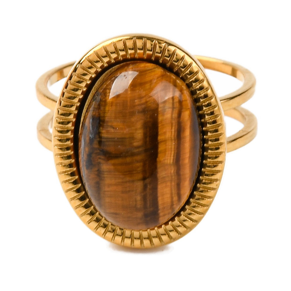 Bague Oeil de tigre ovale