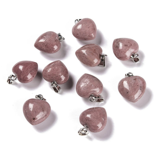 Pendentif petit cœur rhodochrosite naturelle