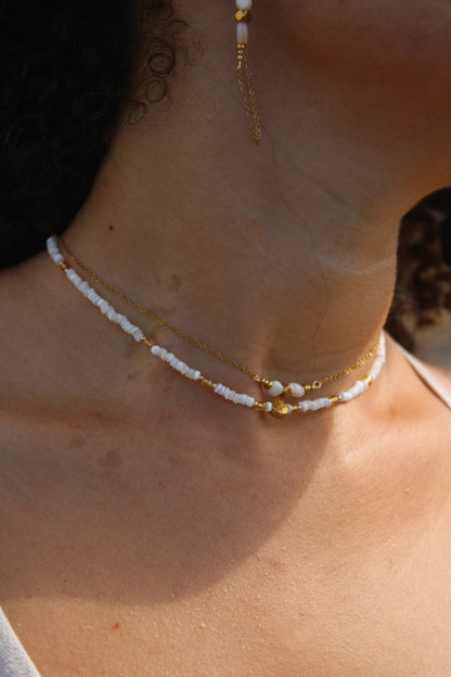 Solea - Alba - Collier ras de cou chaine et perle de nacre