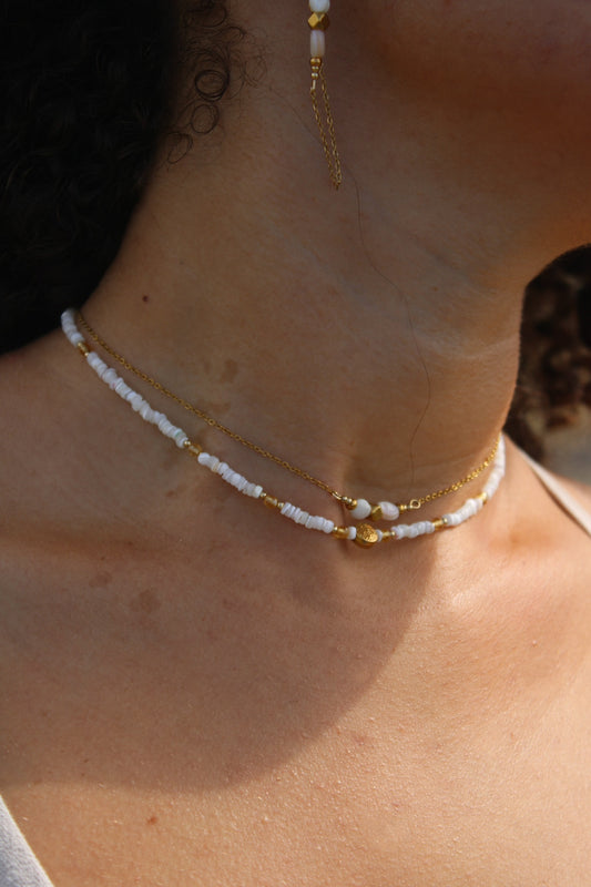 Solea - Alba - Collier ras de cou chaine et perle de nacre