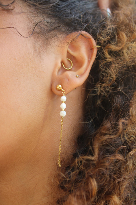 Solea - Sélène - Boucle d'oreille de perles chainette