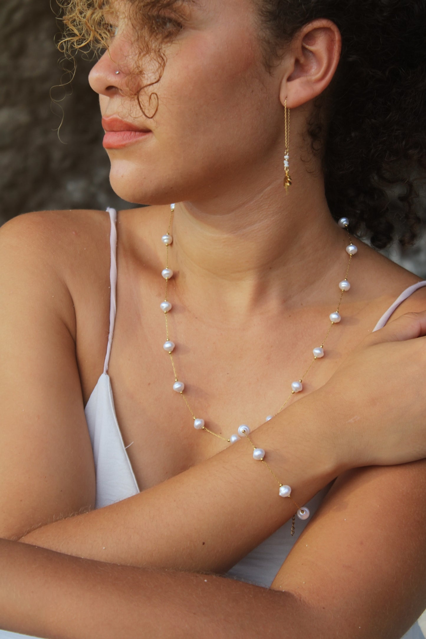 Solea - Sélène - Boucle d'oreille de perles