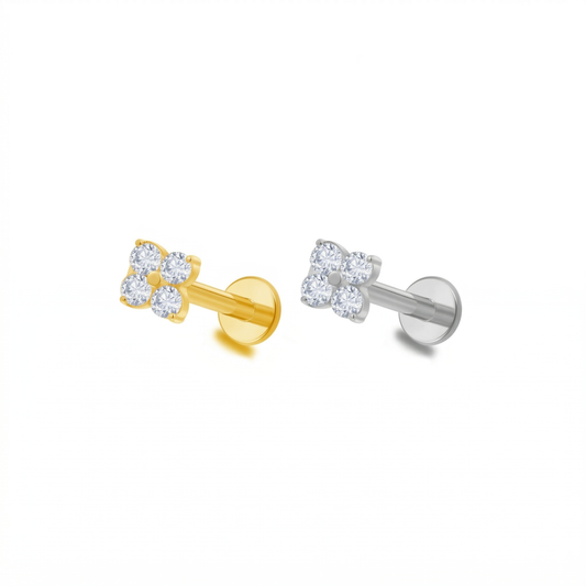 Piercing Strass cube Labret Titane avec Cristal Zircon, Labret, Médusa, Monroe 1,2×8mm