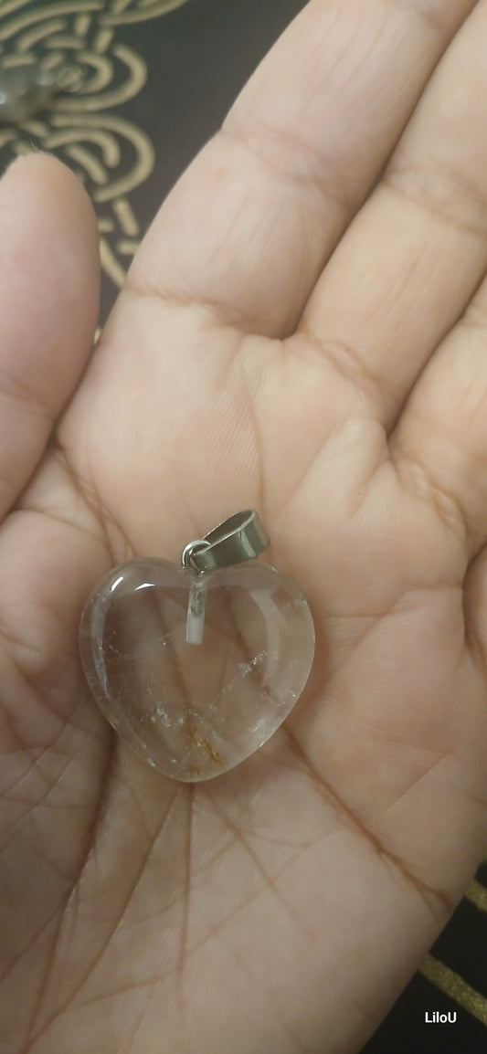 Pendentif Quartz fumé coeur