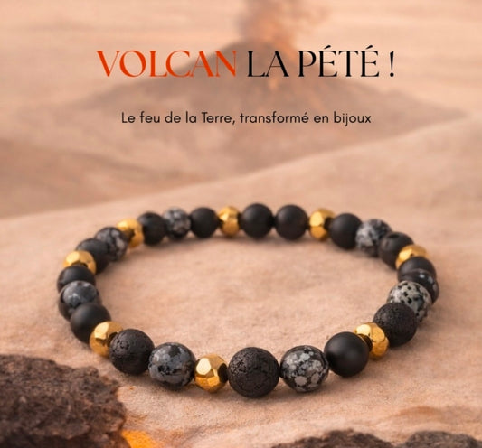 Bracelet trio perles volcanique - Volcan la pété
