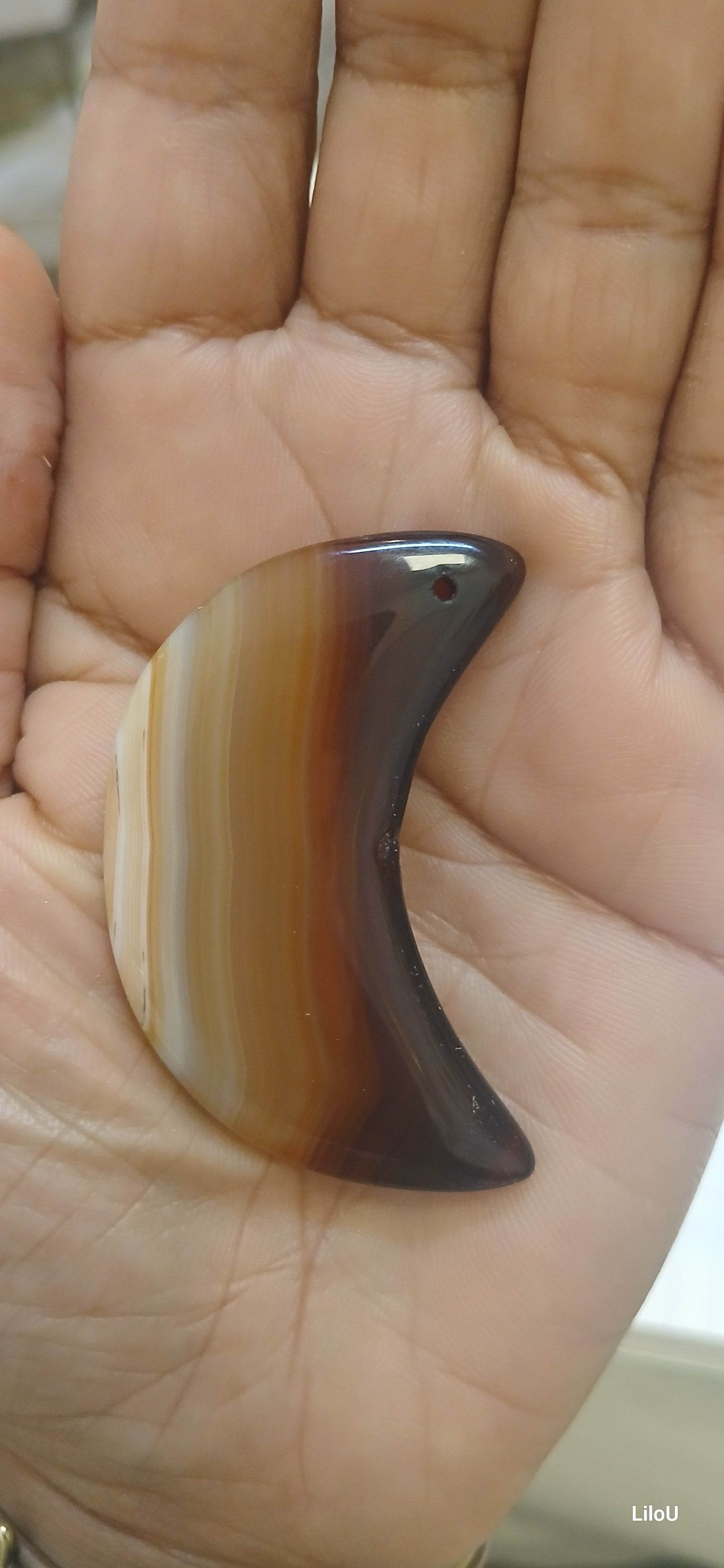 Pend agate forme lune
