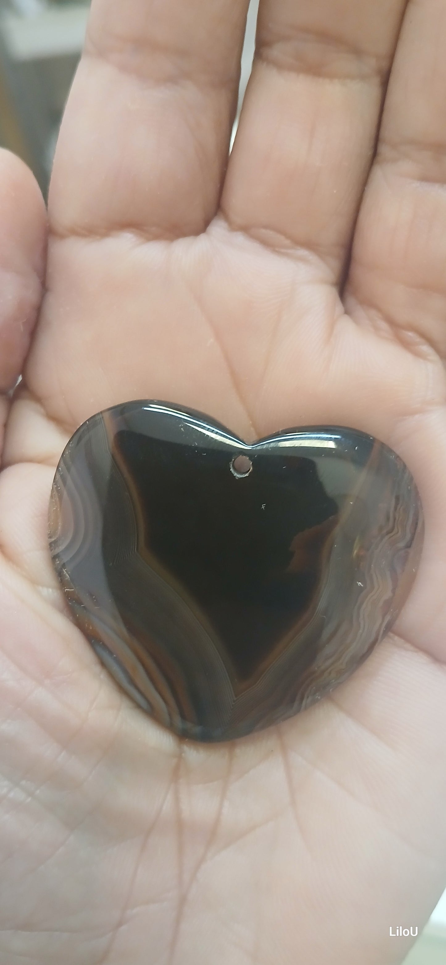 Pend agate forme coeur