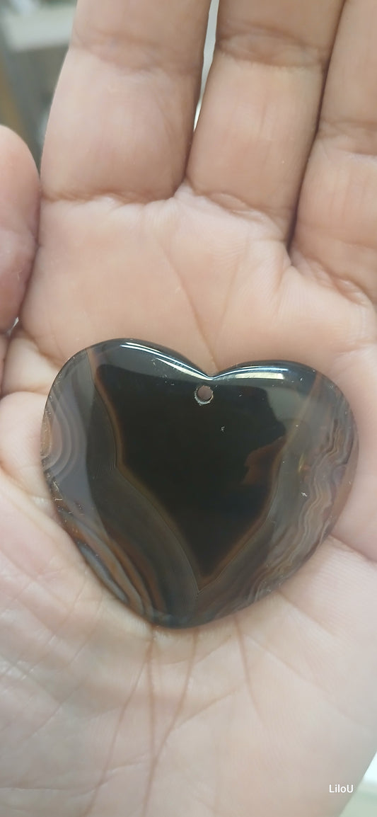 Pend agate forme coeur