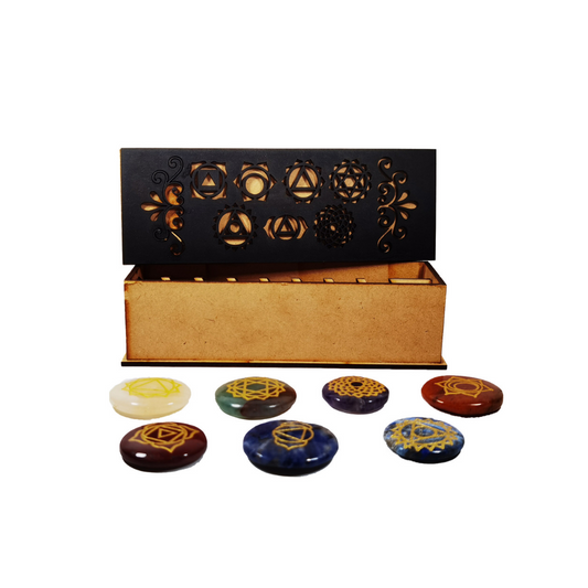 Coffret long avec pierres 7 chakras - Bijoux Zen Réunion